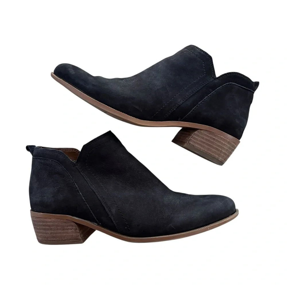 Franco Sarto Women’s Sz 7.5M Black Suede Leather Side Zipper Laslo Ankle Booties